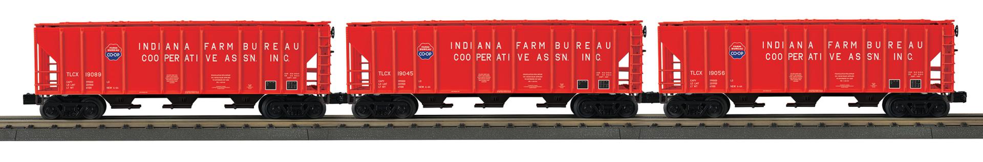 MTH 30-70166 - Ps-2 Discharge Hopper Set "Indiana Farm Bureau" (3-Car) - Custom Run for MrMuffin'sTrains
