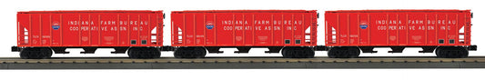 MTH 30-70166 - RailKing - Ps-2 Discharge Hopper Set "Indiana Farm Bureau" (3-Car) - Custom Run for MrMuffin'sTrains