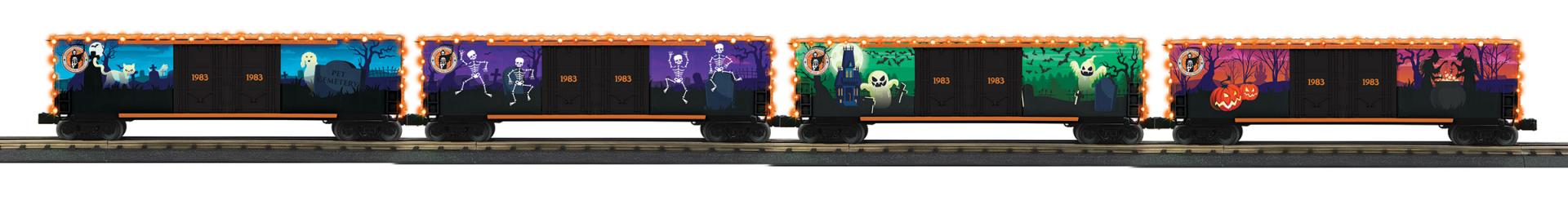 MTH 30-70169 - 50’ Double Door Plugged Boxcar Set "Halloween" w/ LED Lights Set