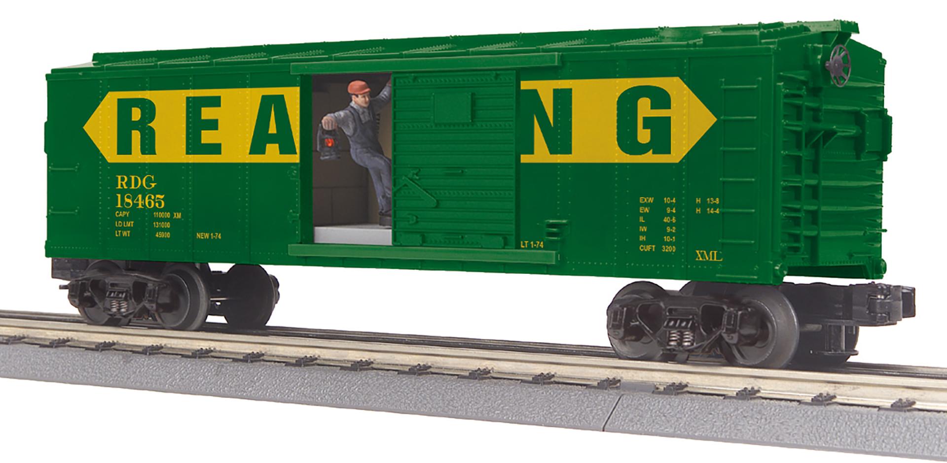 MTH 30-71239 - Operating Box Car "Reading" #18465 w/ Signal Man