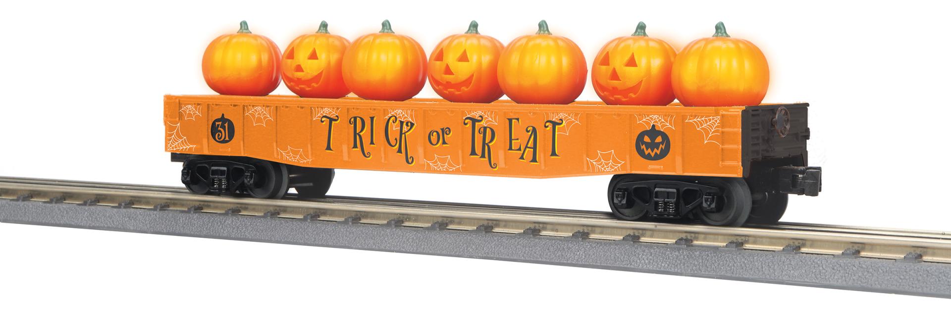 MTH 30-72260 - Gondola Car "Halloween" #31 w/ Flickering Lighted Jack-O-Lanterns