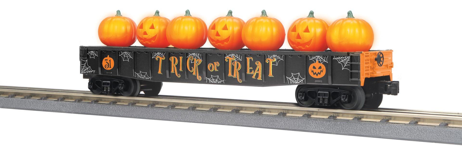 MTH 30-72261 - Gondola Car "Halloween" #31 w/ Flickering Lighted Jack-O-Lanterns