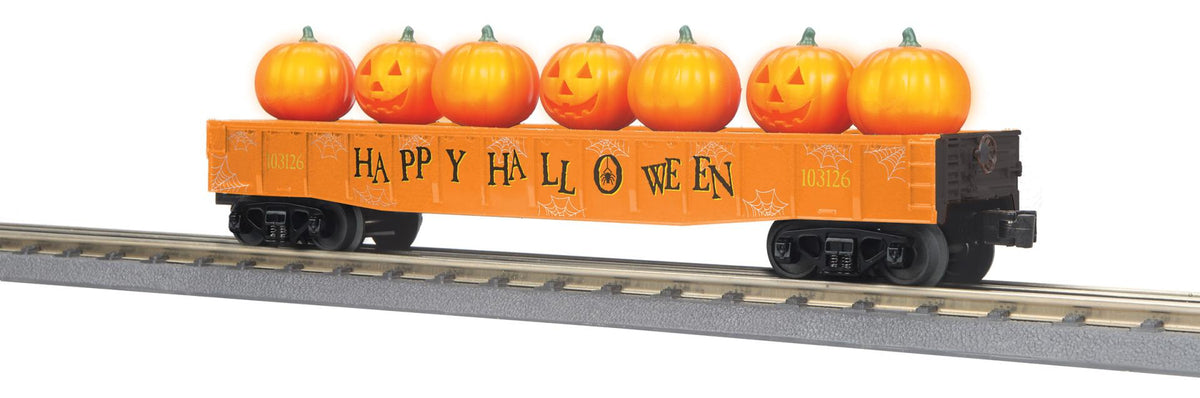 MTH 30-72269 - RailKing - Gondola Car "Halloween" #13126 w/ Flickering Lighted Jack-O-Lanterns