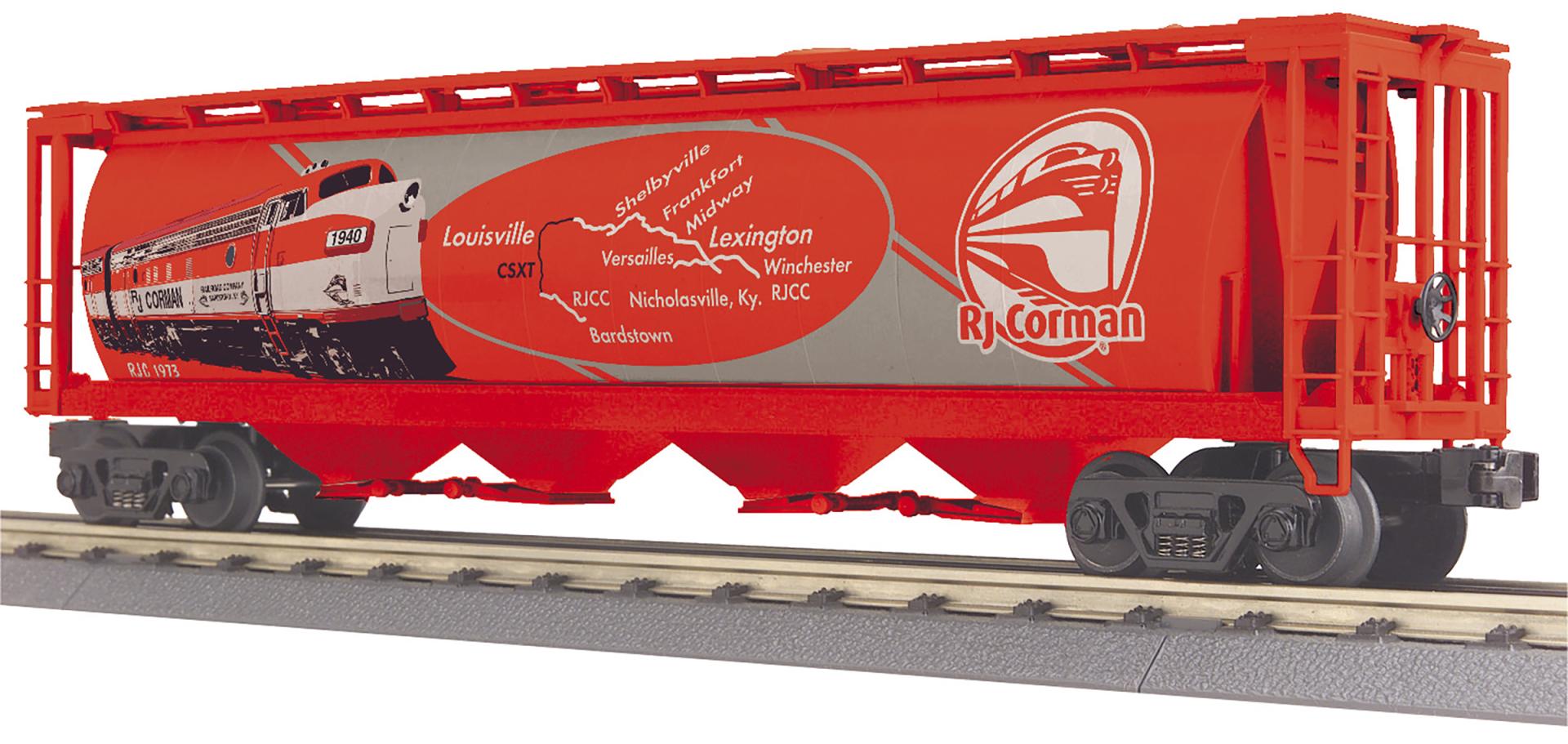 MTH 30-75776 - 4-Bay Cylindrical Hopper Car "RJ Corman" #1973