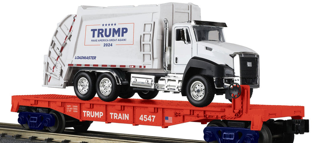 MTH 30-76928 - Flat Car "Donald J. Trump" #4547 w/ Garbage Truck