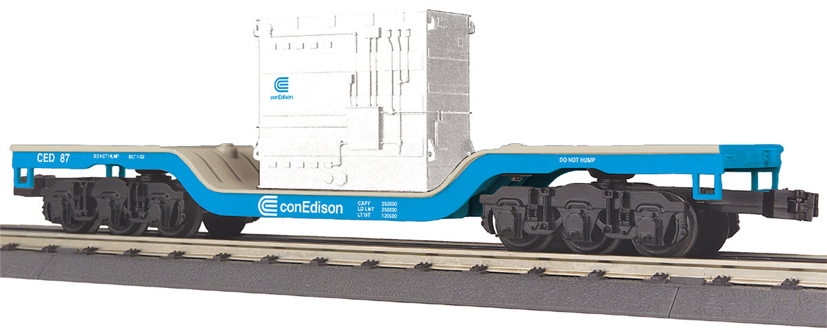 MTH 30-76936 - RailKing - Dep. Center Flat Car "Con Edison" #87 w/ Transformer Load