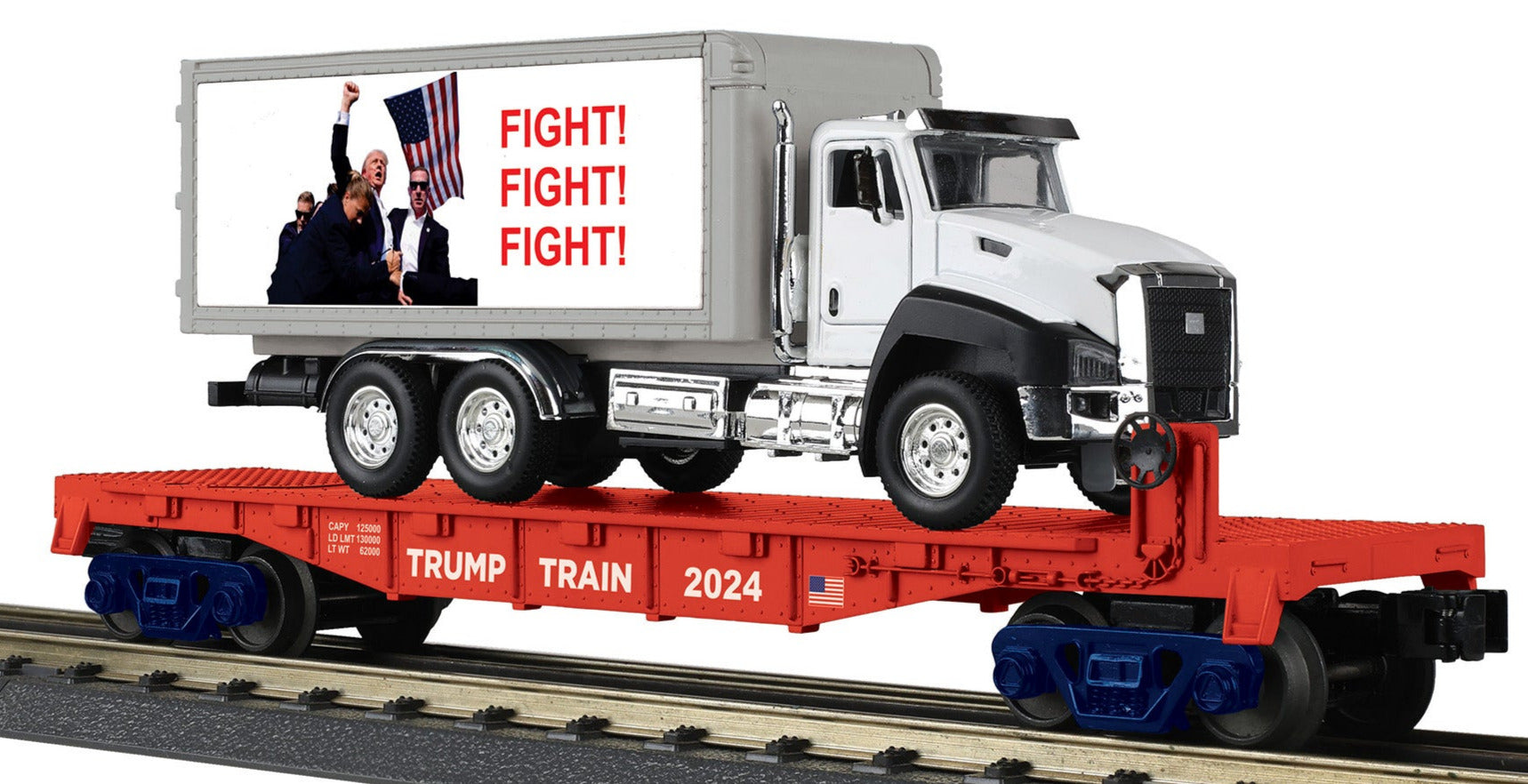 MTH 30-76937 - Flat Car "Donald J. Trump" #2024 w/ Box Truck