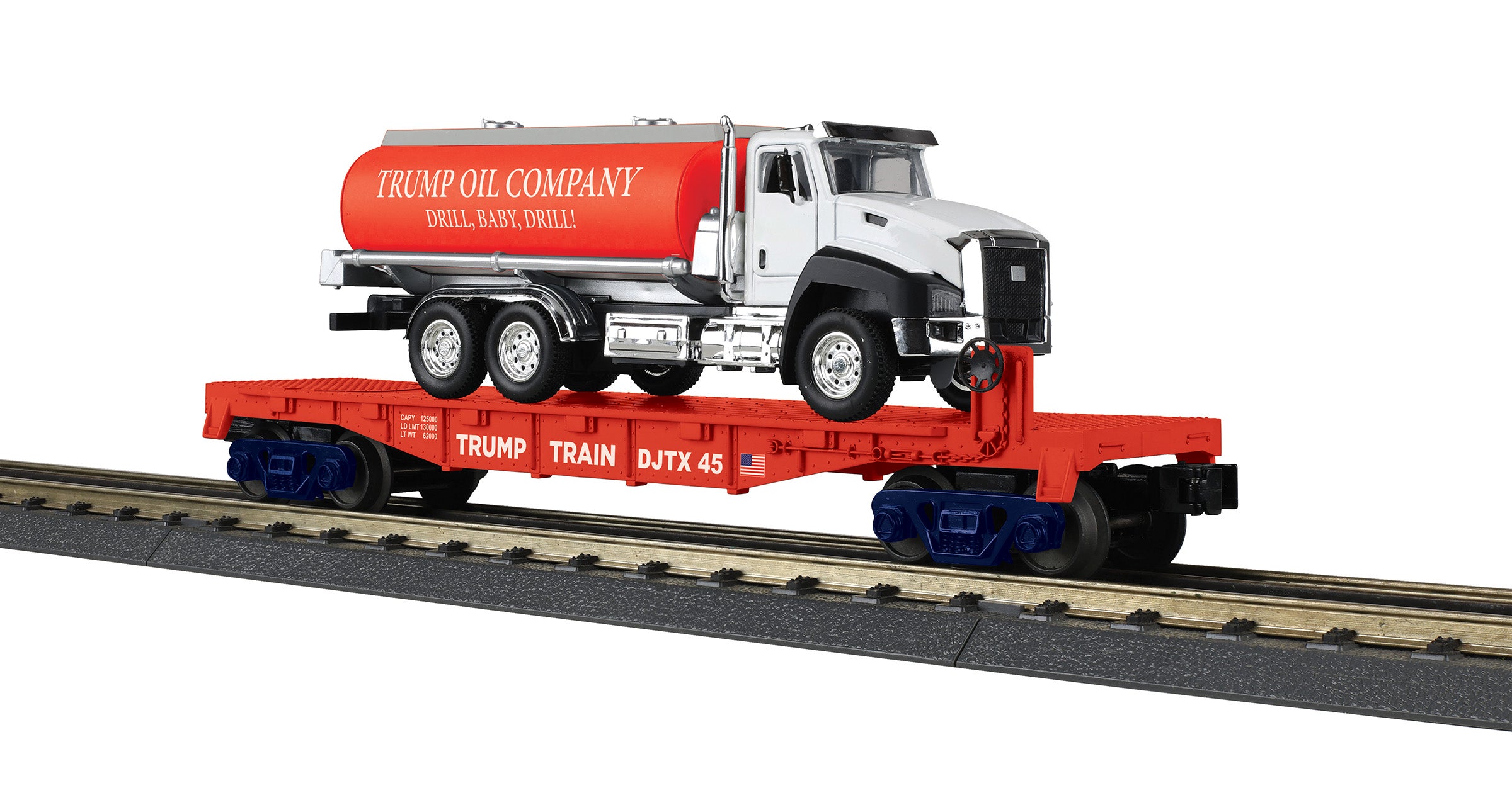 MTH 30-76938 - Flat Car "Donald J. Trump" #DJTX 45 w/ Tanker Truck