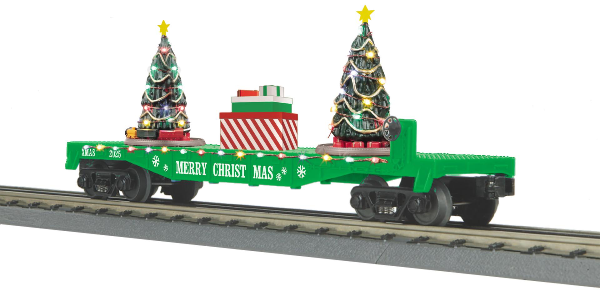 MTH 30-76943 - Flat Car "Christmas" #2025 w/ Lighted Christmas Trees