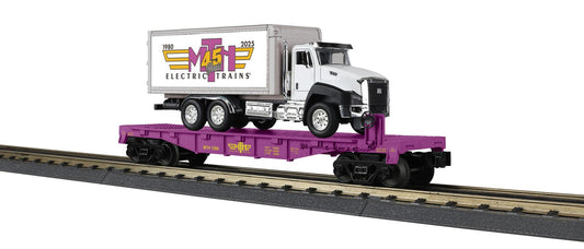 MTH 30-76963 - RailKing - Flat Car "MTH Electric Trains" #1980 w/ Box Truck