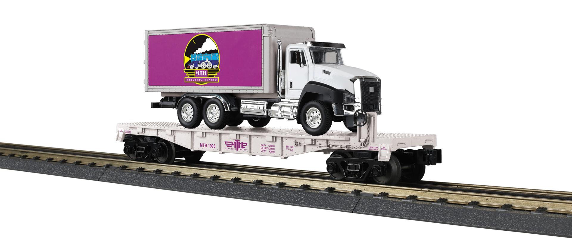 MTH 30-76964 - Flat Car "MTH Electric Trains" #1993 w/ Box Truck