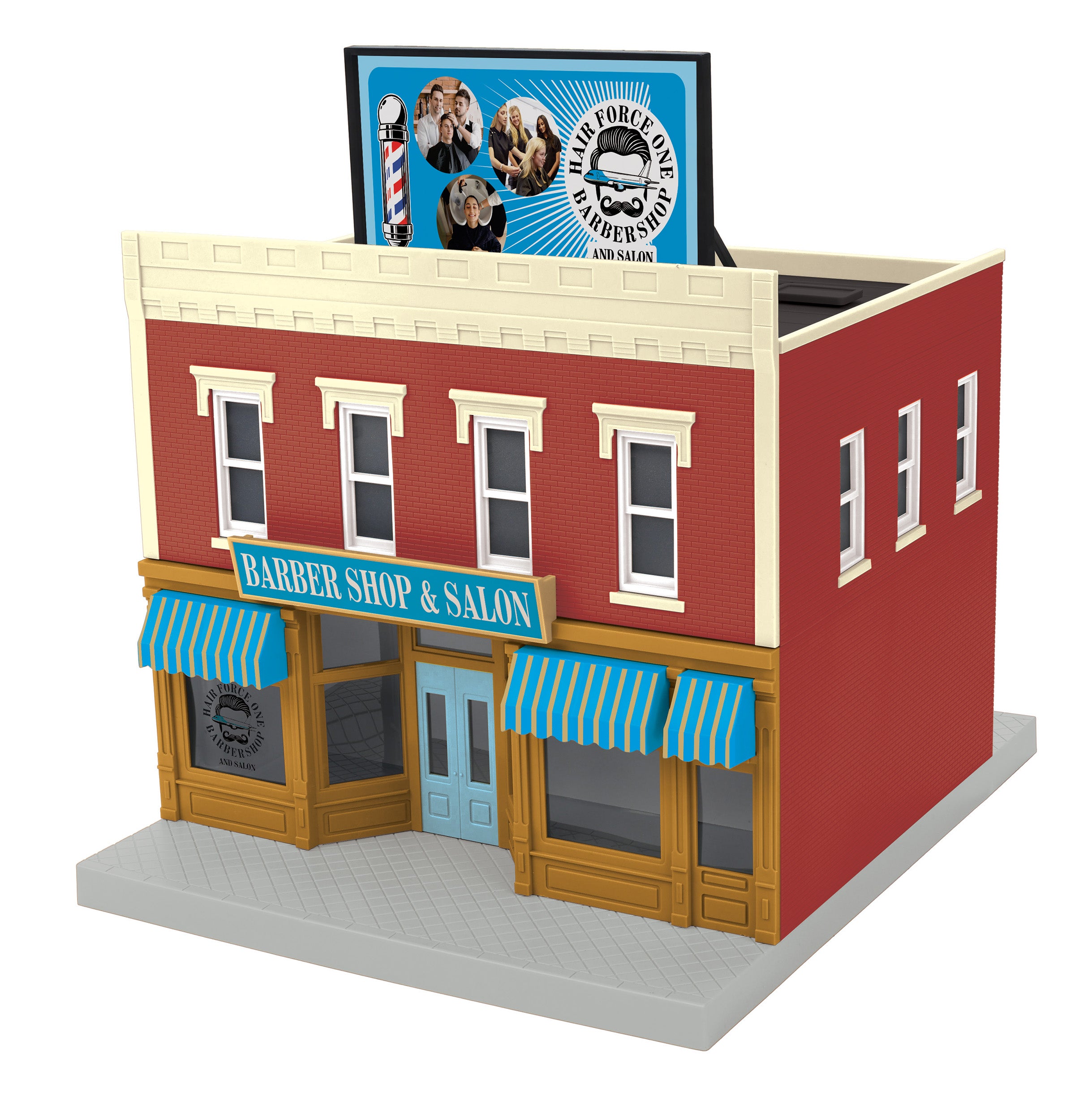 MTH 30-90686 - 2-Story City Building 1 "Hair Force One Barber Shop & Salon" w/ LEDs