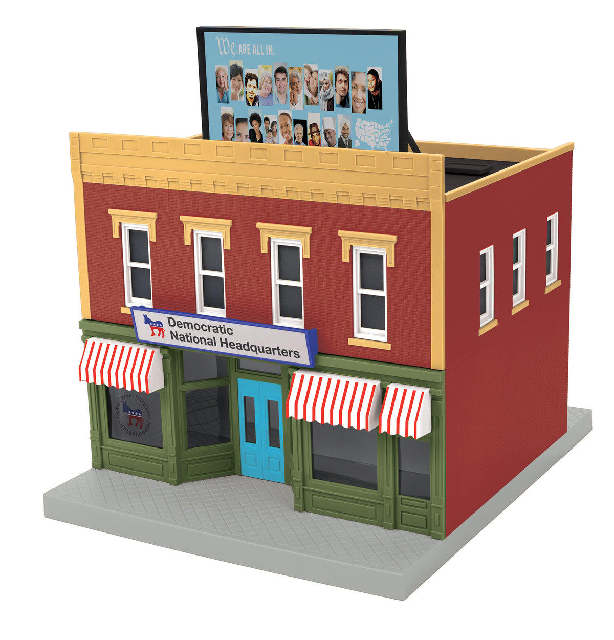MTH 30-90688 - 2-Story City Building 1 "Democratic National Committee" w/ LEDs - MrMuffin'sTrains