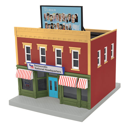MTH 30-90688 - 2-Story City Building 1 "Democratic National Committee" w/ LEDs - MrMuffin'sTrains