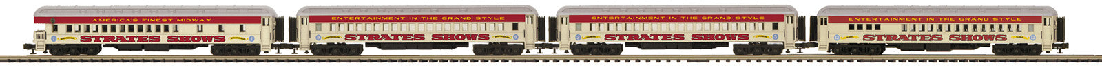 Atlas O 3001772A - Premier - Madison Heavyweight Passenger Cars "Strates Shows" (4-Car) Red