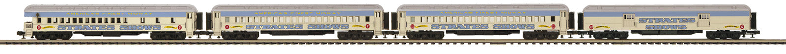 Atlas O 3001773A - Premier - Madison Heavyweight Passenger Cars "Strates Shows" (4-Car) Blue