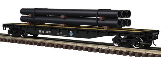 Atlas O 3002882 - Trainman - 52'6" Flat Car "Boston & Maine" w/ Pipe Load (2-Rail)