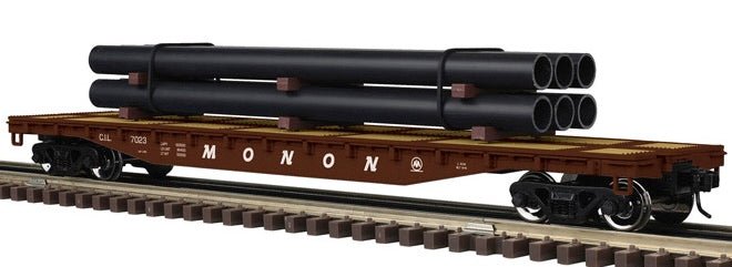 Atlas O 3001885 - Trainman - 52'6" Flat Car "Monon" w/ Pipe Load