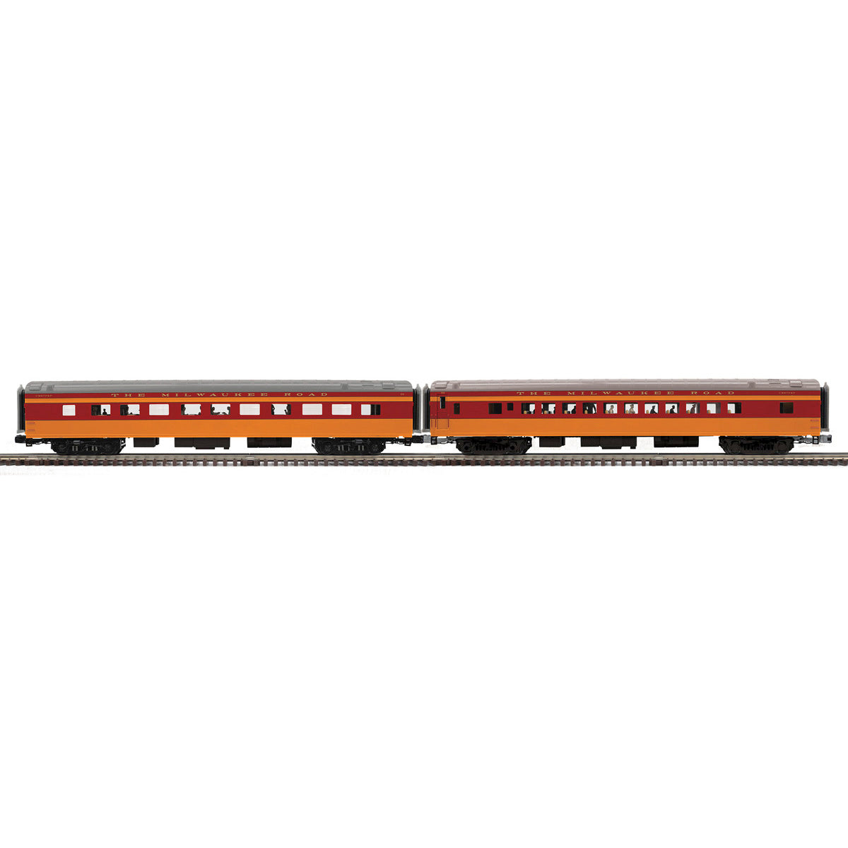 AO-3001956 Atlas Premier O Streamlined Passenger Cars - 2 Car Sets Milwaukee Road 2-Car set  - 3-Rail