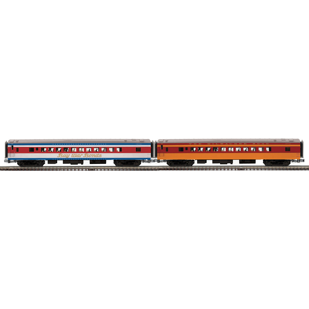 AO-3001957 Atlas Premier O Streamlined Passenger Cars - 2 Car Sets Milwaukee Road 2-Car set  - 3-Rail