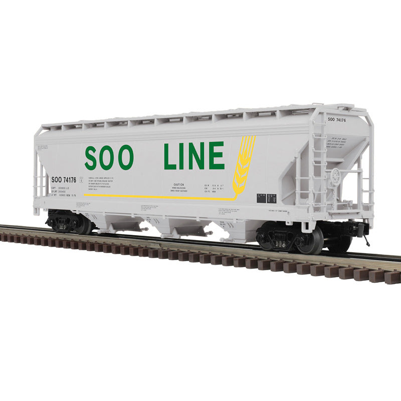 Atlas O 3004099 - Premier - 3-Bay Centerflow Covered Hopper Car "SOO Line" (2-Rail)