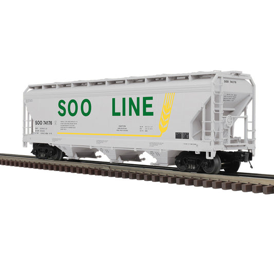 Atlas O 3003099 - Premier - 3-Bay Centerflow Covered Hopper Car "SOO Line" - MrMuffin'sTrains