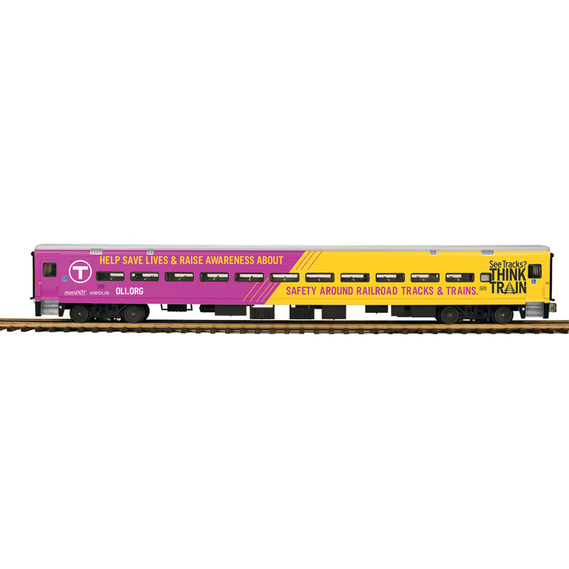 Atlas O 3004129 - Master - Comet II Coach Passenger Car "MBTA" #649 (See Tracks Think Train Wrap) 2-Rail