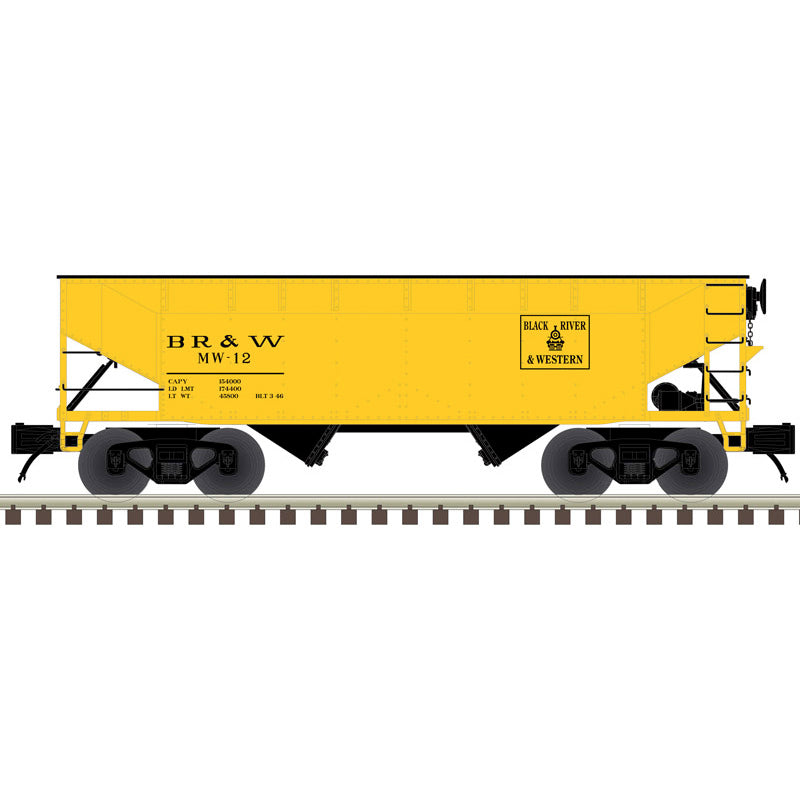 Atlas O 3003156 - Premier - 2-Bay Offset Hopper Car "Black River & Western" #12 (MOW)