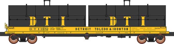 InterMountain HO 32575 - Evans 100-Ton Coil Car w/ Angled Hoods "Detroit, Toledo & Ironton" (Black car, Yellow hoods)