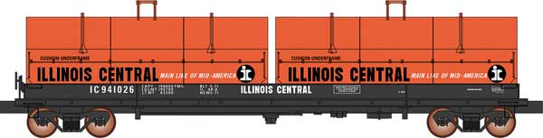 InterMountain HO 32513 - Evans 100-Ton Coil Car w/ Angled Hoods "Illinois Central" (Black car, Orange hoods)