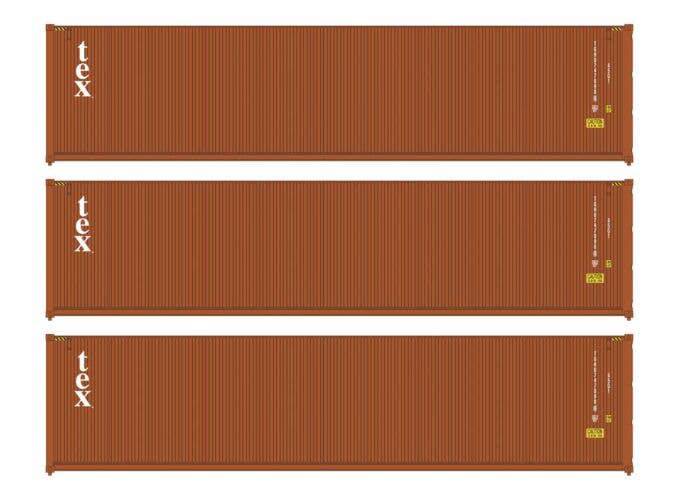Walthers HO 949-18255 - SceneMaster - 40' Hi Cube Corrugated Container "TEX" (3 Pack)