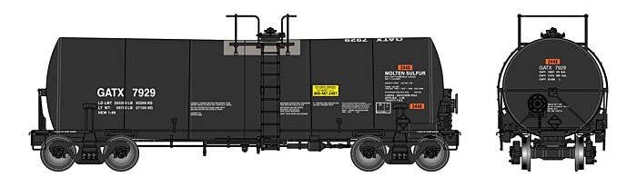 Walthers HO 920-100060 - Proto - 40’ Trinity 14,000-Gallon Molten Sulfur Tank car "General American" #7959 (GATX)