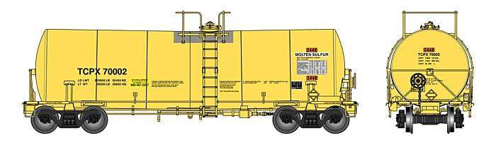 Walthers HO 920-100068 - Proto - 40??? Trinity 14,000-Gallon Molten Sulfur Tank car "Trinity Industries Leasing" #70097 (TCPX)