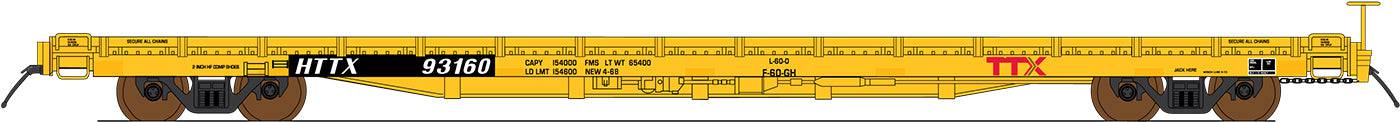 InterMountain HO 46423 - PS 60' Wood-Deck Flatcar "TTX" (Red)