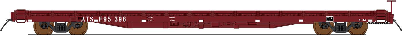 InterMountain HO 46427 - PS 60' Wood-Deck Flatcar "Santa Fe" (1990, Boxcar Red, No Logo)
