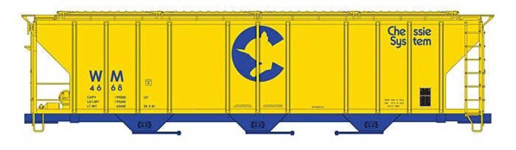 Walthers HO 910-49431 - Mainline - 50' Pullman-Standard PS-2CD 4427 3-Bay Covered Hopper "Western Maryland" #4682