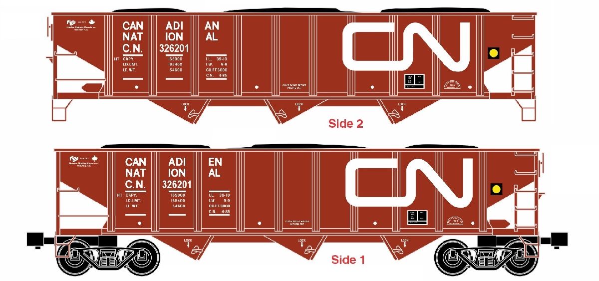 Ready Made Trains RMT-66288 - 3-Bay Covered Hopper Car "Canadian National"