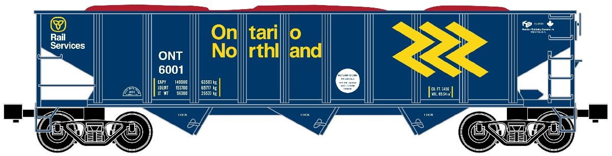 Ready Made Trains RMT-66299-02 - 3-Bay Covered Hopper Car "Ontario Northland"