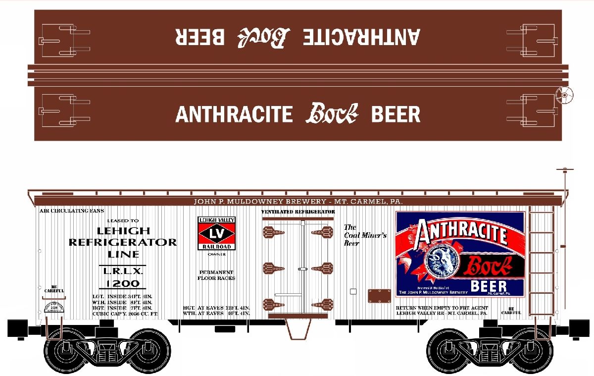 Ready Made Trains RMT-86199-172 - 36' Woodside Reefer Car "Lehigh Valley" (Anthracite Bock Beer)