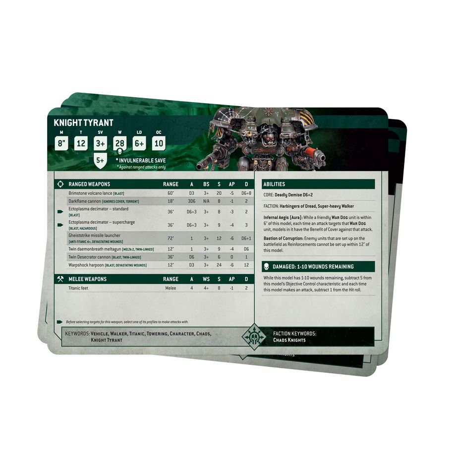 Games Workshop 43-05 - Warhammer 40,000 - Chaos Knights: Datasheet Cards