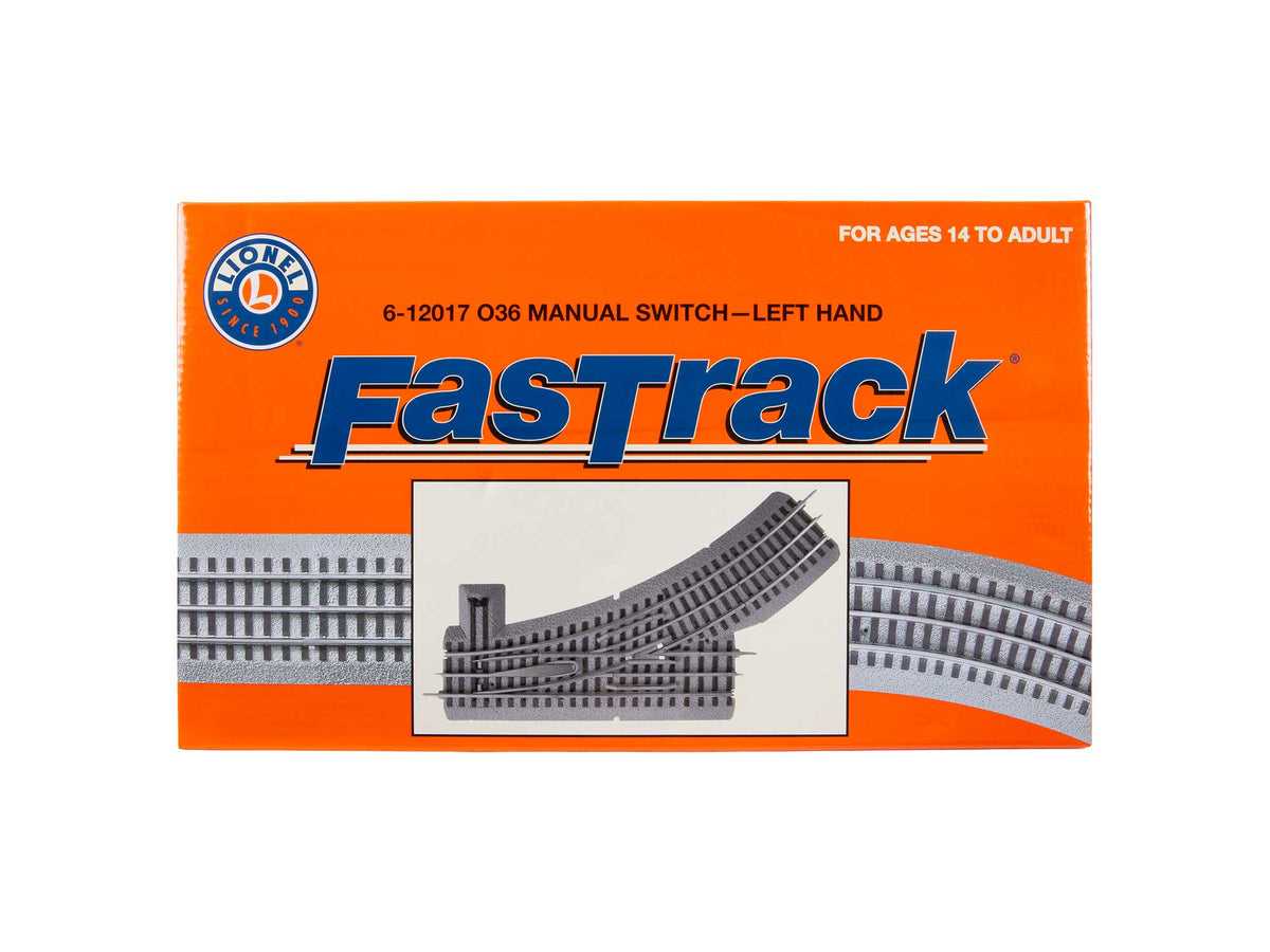 Lionel 6-12017 - FasTrack - O-36 Manual Switch Track (Left) - MrMuffin'sTrains