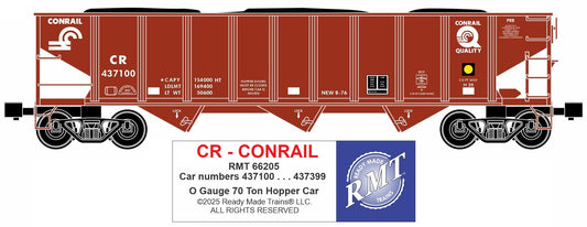 Ready Made Trains RMT-66205 - 70 Ton 3-Bay Coal Hopper Car "Conrail" w/ Load