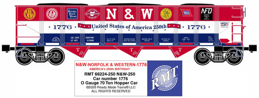 Ready Made Trains RMT-66224-1776 - 70 Ton 3-Bay Coal Hopper Car "Norfolk & Western" #1776 w/ Load