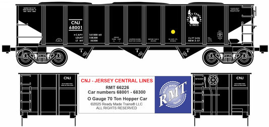 Ready Made Trains RMT-66226 - 70 Ton 3-Bay Coal Hopper Car "Jersey Central"