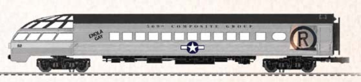 Lionel 27274USA - 18" Aluminum Skytop Lounge Car "U.S. Army Air Corp" - Custom Run for MrMuffin'sTrains