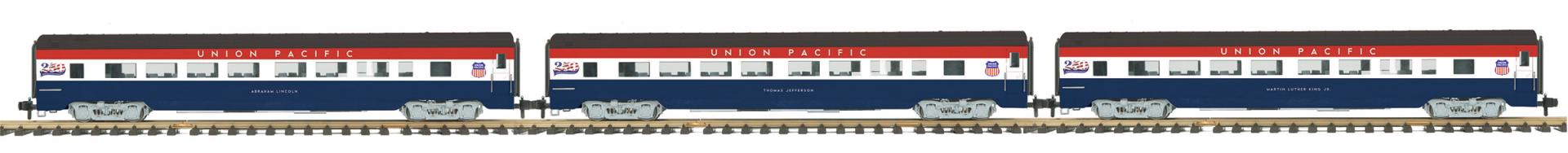 MTH 70-65043 - RailKing One Gauge - Streamlined Passenger Car Set "Semiquincentennial" (Smooth) 3-Car