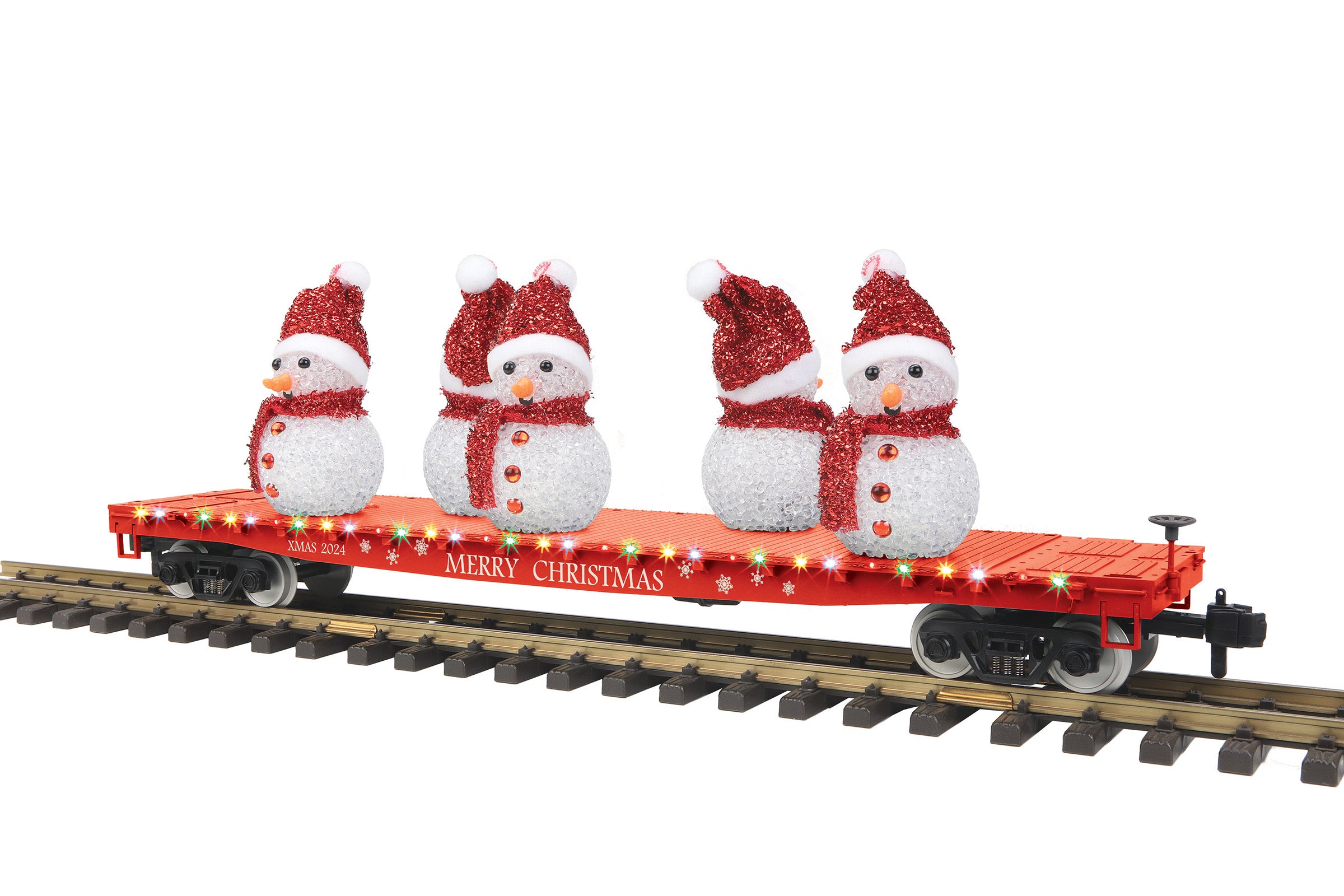 MTH 70-76069 - Flat Car "Christmas" #2024 w/ Lighted Snowmen (Red)