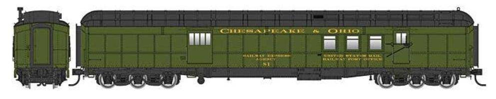 Walthers HO 920-17412 - Proto - 70' Heavyweight RPO Baggage Car "Chesapeake & Ohio" #81 (Green)
