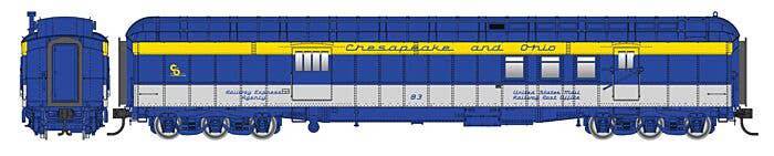 Walthers HO 920-17414 - Proto - 70' Heavyweight RPO Baggage Car "Chesapeake & Ohio" #83 (Tri-Color)