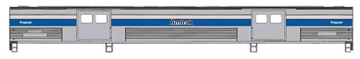 Walthers HO 920-13081 - Proto - 73' Budd Baggage Car "Amtrak" Phase IV (Black Lettering) Decal